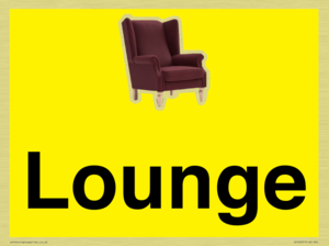 Lounge Dementia Friendly Yellow SIgn